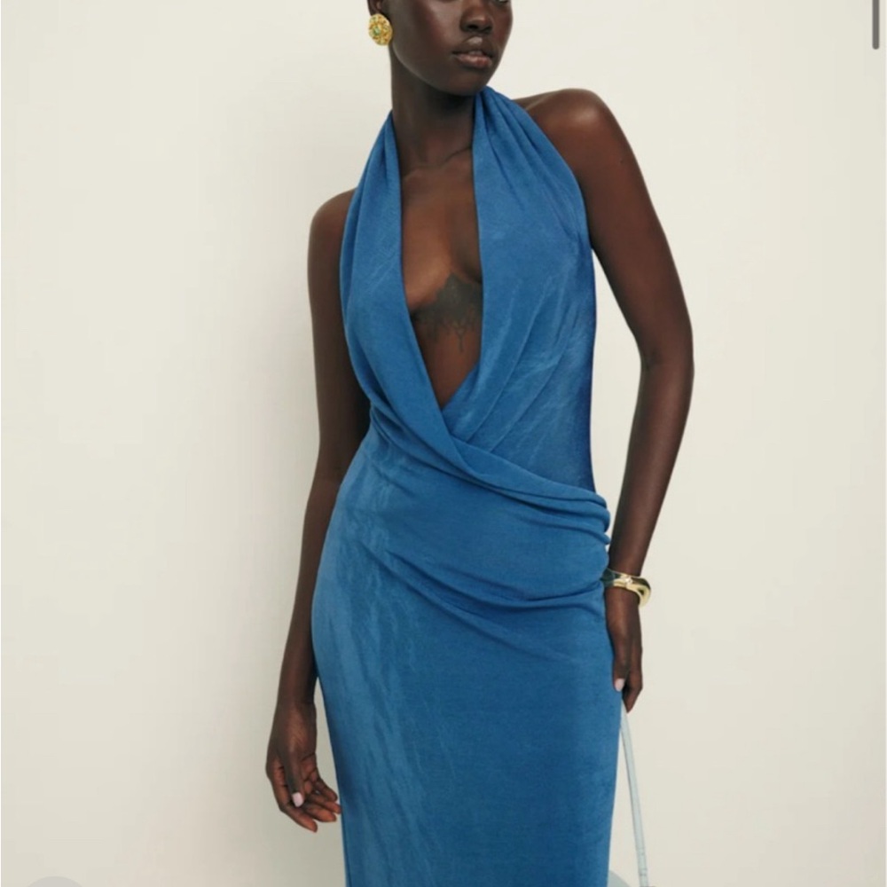 Reformation Blue Consuela Knit Dress For Holiday